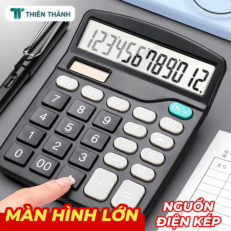 Máy tính để bàn 2 nguồn pin – Máy tính phím bấm siêu nhạy, 12 số, phù hợp học tập và văn phòng