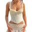 Pealike Nữ Ruffle Viền Corset Camisole Spaghetti Dây Slim Đi Chơi Đồ Lót