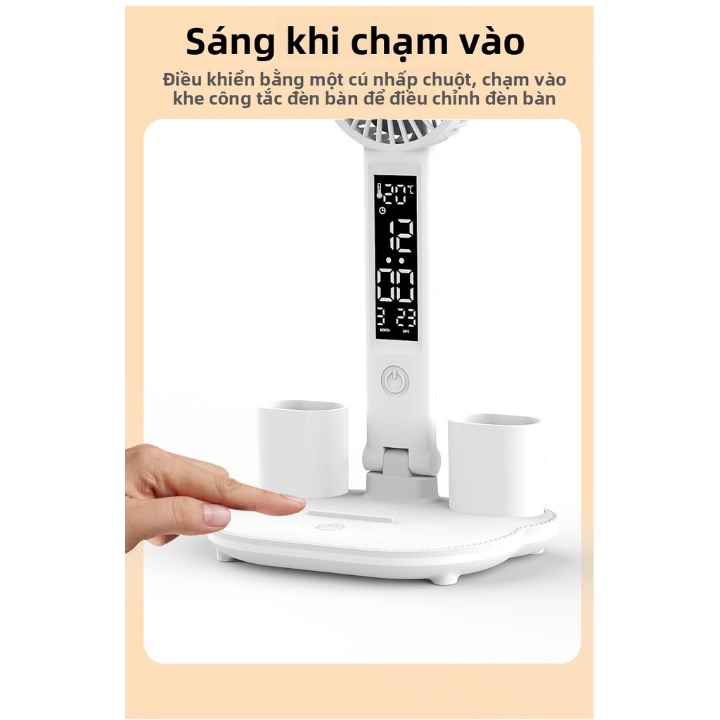 Đèn Bàn Học Thông Minh Đèn Led Chống Cận + Quạt Mini USB Sạc Để Bàn Phòng Ngủ Cho Học Sinh Sinh Viên