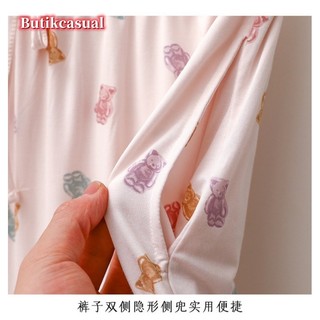 Bộ Đồ Ngủ In Hình modal Mùa Hè 2025 Quần short Mềm Ngắn Tay Quần short Phù Hợp Với loungewear Rời Bộ