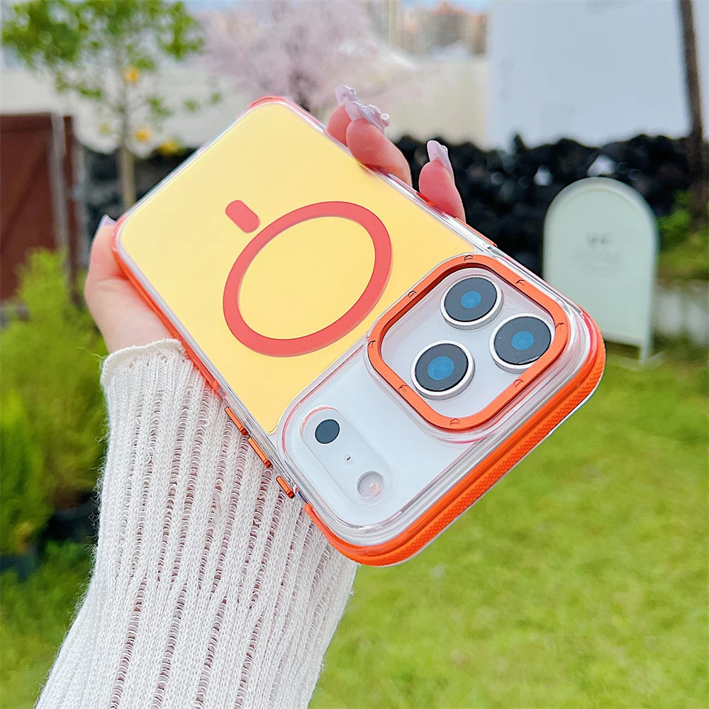 Ốp Điện Thoại Từ Tính Chuyển Đổi Ống Kính Kim Loại Cho iPhone 17 Air 16 13 Pro Max 12 11 14 Plus 16E Ốp Lưng Trong Suốt Nhiều Màu Sắc