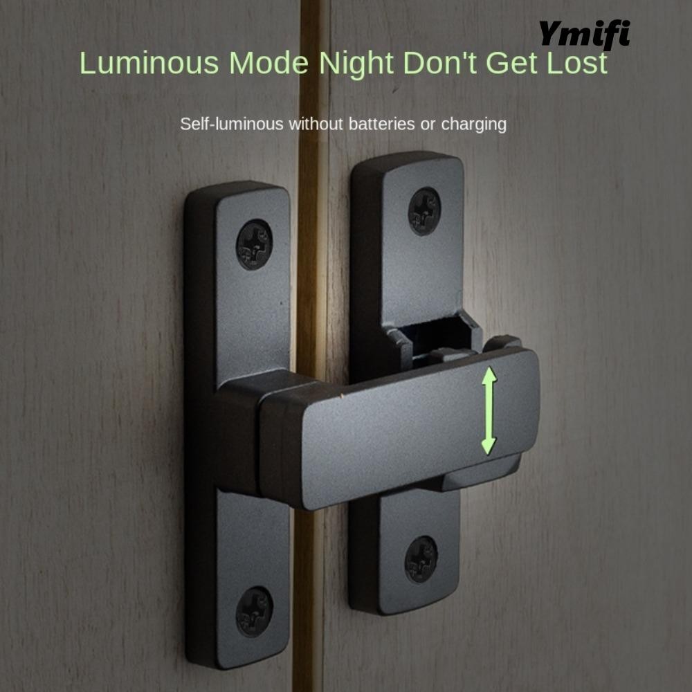 Chốt cửa YMIFI, 90°/180° Nội thất Khóa cửa phát sáng, Không đục lỗ Hợp kim kẽm Định vị phần cứng Cửa chốt