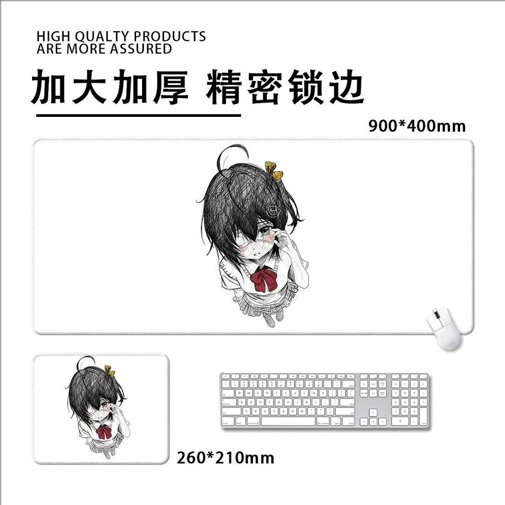 Miếng lót chuột Anime Chaotic Lines 90x40cm | Thảm để bàn phác thảo trừu tượng | Phong cách nghệ thuật Doodle | Chống trượt dày 3mm để chơi game