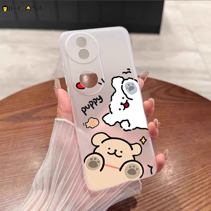 Dành Cho Meizu 22 21 20 18 Note 16 Pro 17 Lucky 08 Meizu22 MeizuLucky08 Ốp Điện Thoại Màu Trắng Dễ Thương Dây Mờ Chó Con Hoạt Hình Tình Yêu Mờ Trong Suốt Vỏ Mềm