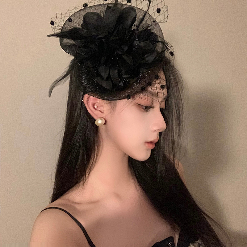 Mũ gạc nữ retro với veil, phù hợp cho cô dâu và trang phục Halloween