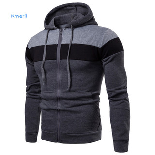 Áo khoác nỉ hoodie chắp vá nhiều màu, có dây rút thời trang, phù hợp mùa thu đông