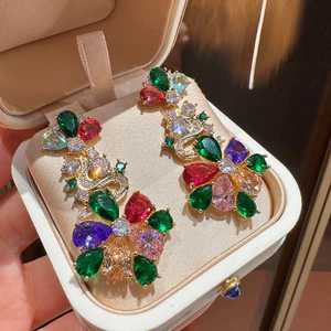 Hàn Quốc Tính Khí Dài Zircon Ngọc Trai Hoa Tinh Tế Bông Tai Thời Trang Bán Buôn