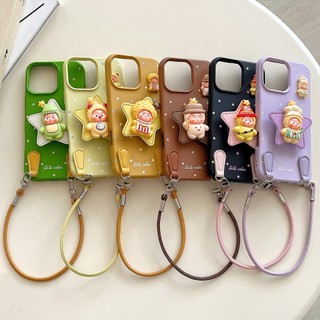 Hoạt Hình Dễ Thương 3D STARMAN Đứng Giá Đỡ Da Mềm Wrsit Dây Đeo Ốp Lưng Điện Thoại Cho iPhone 17Promax 17Air 16Promax 12 13 14 15 Pro Max 16Plus Chống Sốc Nữ Điện Thoại Di Động