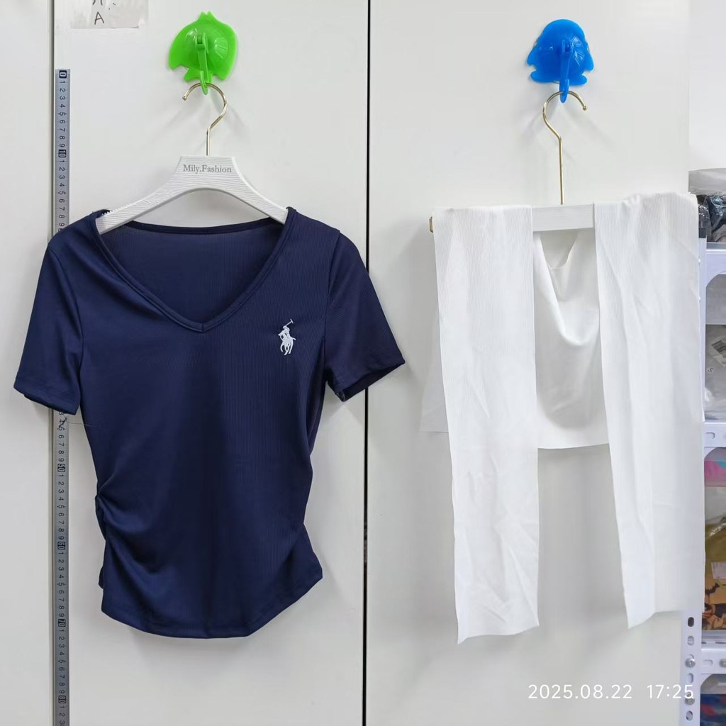 Milyfashion Cổ Hải Quân Chính Hãng Vai Thêu Tay Ngắn T Mùa Hè Phong Cách Mới Khăn Choàng Thiết Kế Niche Ngắn Top Quần Áo Nữ