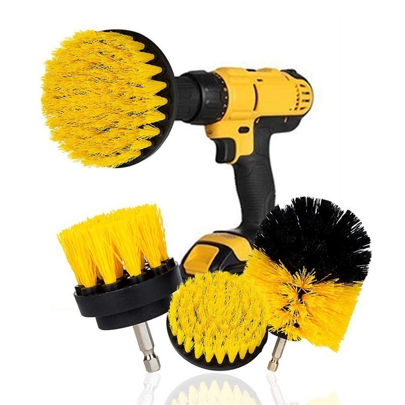3pcs/set Bộ Bàn Chải Gắn Máy Khoan Cọ Rửa Cầm Tay Đa Năng， Bàn Chải Vệ Sinh Nhà Tắm Sofa, Đánh Già (Không bao gồm máy)