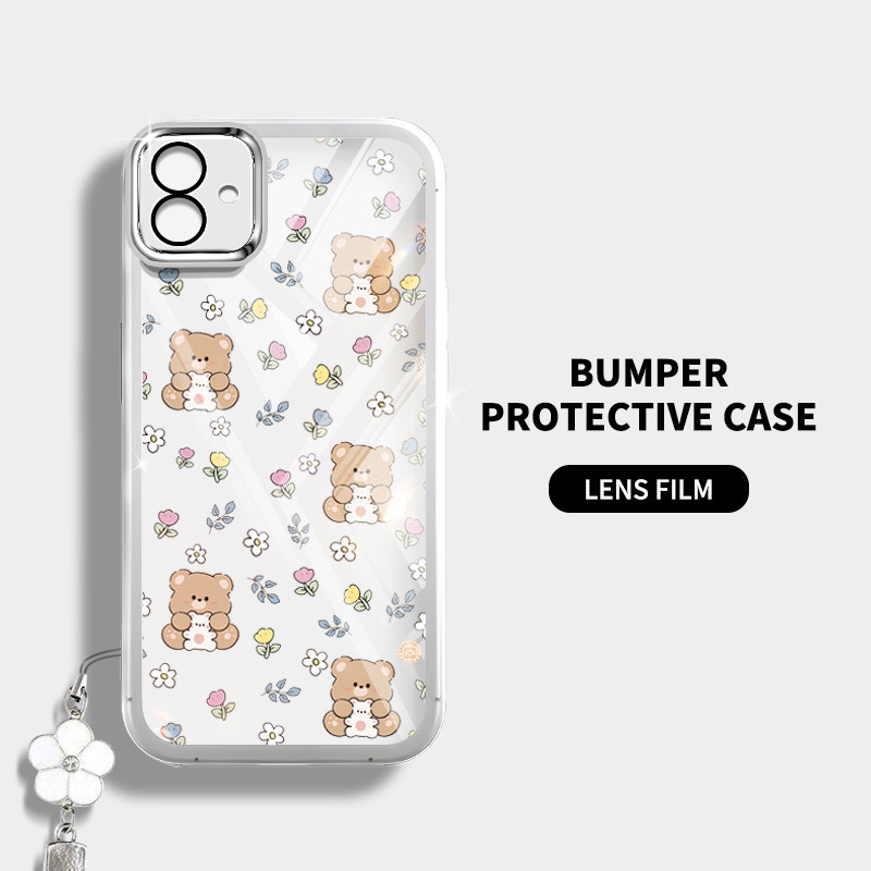 Ốp Điện Thoại YBD INS Style Cho Samsung Galaxy A07 A06 5G A03 A04 A05 A04E F04 M04 M13 F13 M05 M07 F07 Vỏ Họa Tiết Gấu Nhỏ Được Trang Bị Bảo Vệ Ống Kính