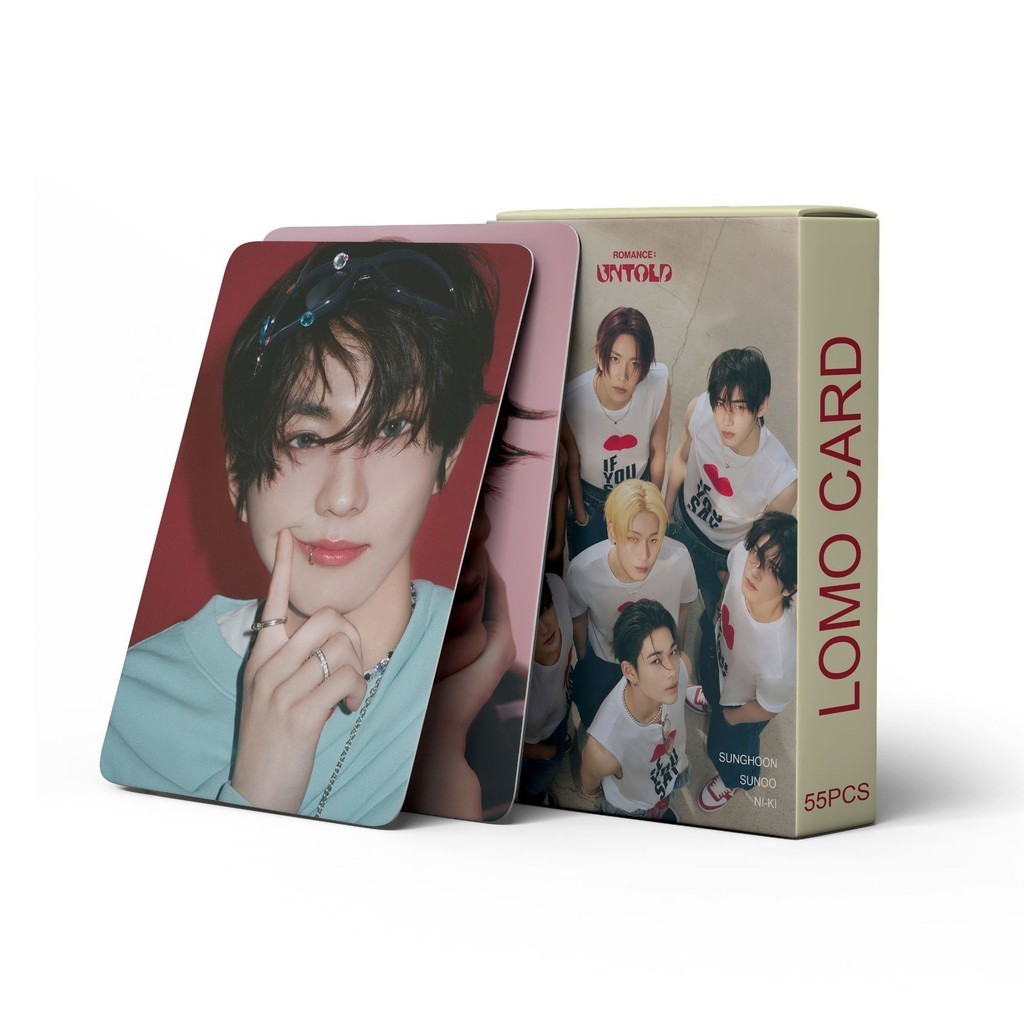 55 chiếc EN Lomo Cards ROMANCE UNTOLD MEMORABILIA GGU GÓI Thẻ ảnh máu cam HEESEUNG JAKE JAY JUNGWON NI-KI SUNGHOO Solo Bưu thiếp YM
