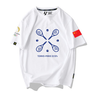 Thế vận hội Olympic Paris bóng bàn cầu lông thể thao áo thun ngắn tay nam nữ cotton nguyên chất nửa tay