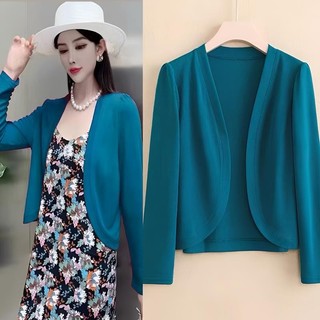 Áo Cardigan chống nắng mùa hè phối với váy mặc ngoài Khăn choàng lụa băng