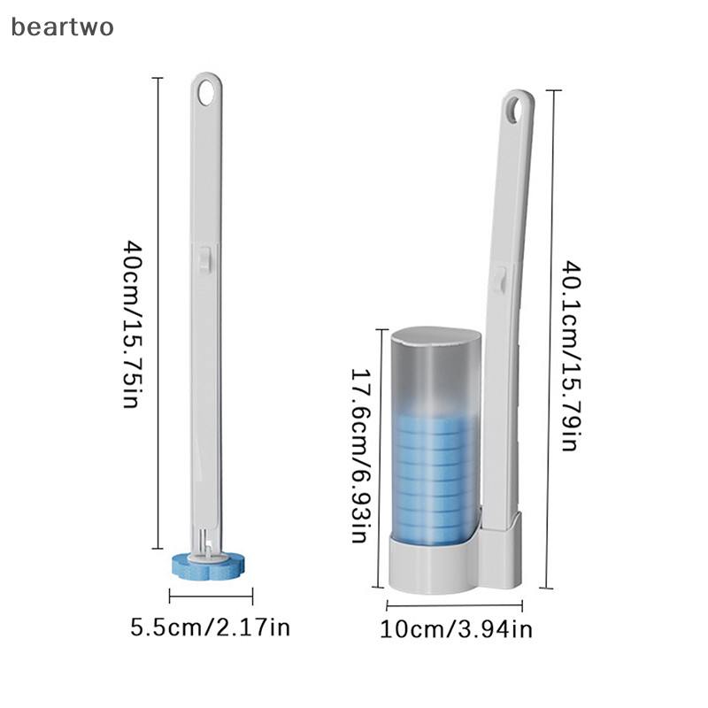 < Beartwo > Bàn chải vệ sinh dùng một lần Công cụ làm sạch treo tường cho phòng tắm Đầu bàn chải thay thế Bộ bàn chải vệ sinh nhà vệ sinh Phụ kiện Wc Đẹp