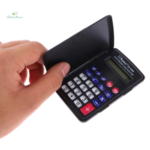 Đồ dùng văn phòng sáng tạo và thiết thực Máy tính chữ số màu đen có thể bảo vệ Kích thước bỏ túi Nhựa Máy tính điện tử 8 chữ số mới