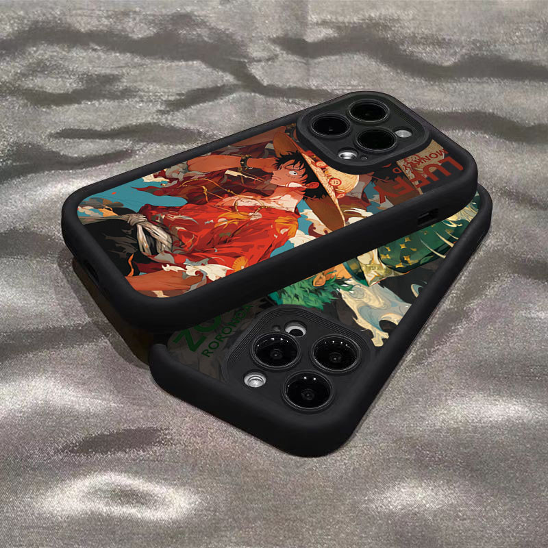 Vỏ Tương Thích Cho iPhone 16 15 14 13 12 11 Pro Max iPhone XS Max X XR 8 7 Plus 12 13 Mini SE2020 2022 Anime One Piece Cool Zoro Luffy Soft Matte Vỏ Silicon Chống Sốc