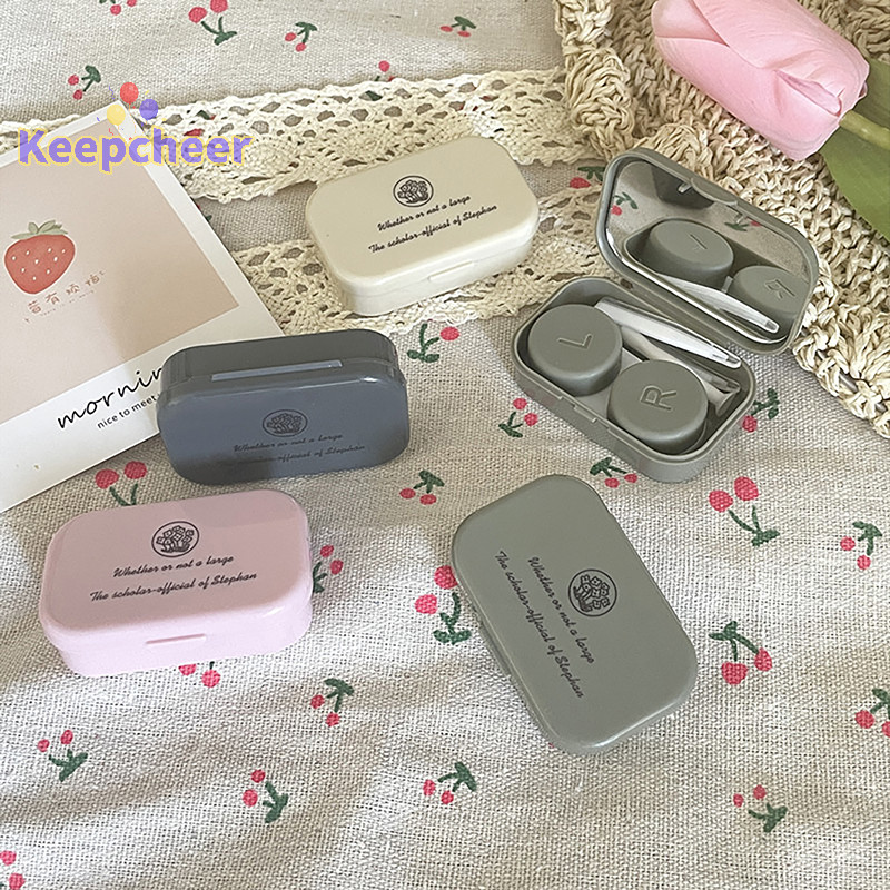 [Keepcheer] Văn bản sáng tạo Hộp kính áp tròng di động đơn giản Hộp chăm sóc đồng hành Hộp kính áp tròng [Mới]