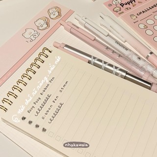 Set bút bi gel đen nơ Rosy Posy Ribbon 4 cây ngòi 0.5mm 0.38mm