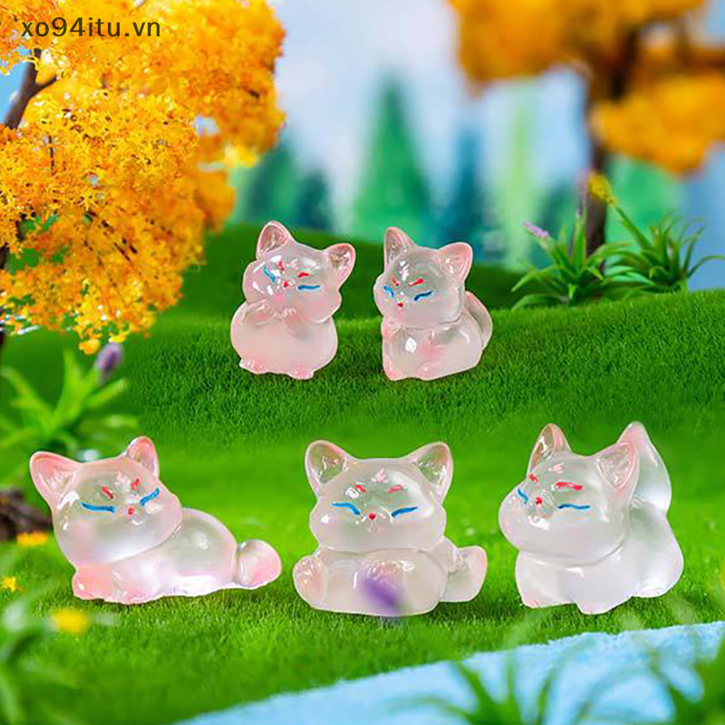 XOITU Hoạt Hình Dễ Thương Dạ Quang Nhỏ Cáo Micro Đồ Trang Trí Thu Nhỏ Các Bức Tượng Nhỏ Sáng Tạo DIY Trang Trí Nhà Phụ Kiện Quà Tặng VN