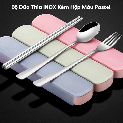 Bộ thìa Rĩa và Đũa inox sáng bóng kèm hộp | Shopee Việt Nam