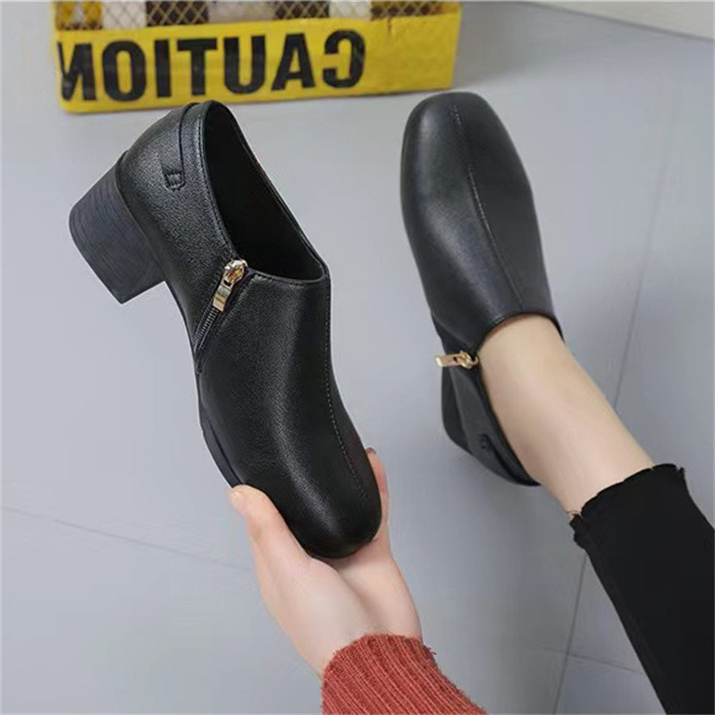 Giày Bốt Nữ Atikota Giày Da Cao Su Đế Mềm Thoải Mái Nữ Làm Việc Cho Nữ