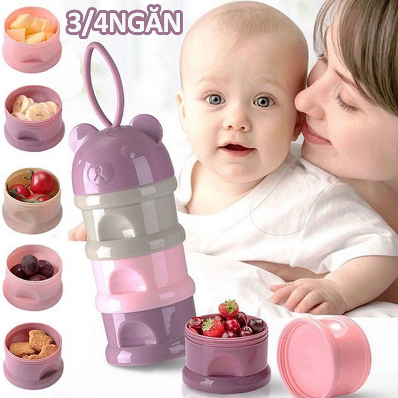 【3/4ngăn】Hộp chia sữa độc lập，Hộp chia sữa，Hộp chia sữa 3 tầng và 4 tầng tiện dụng cho bé，có quai cầm rất tiện lợi