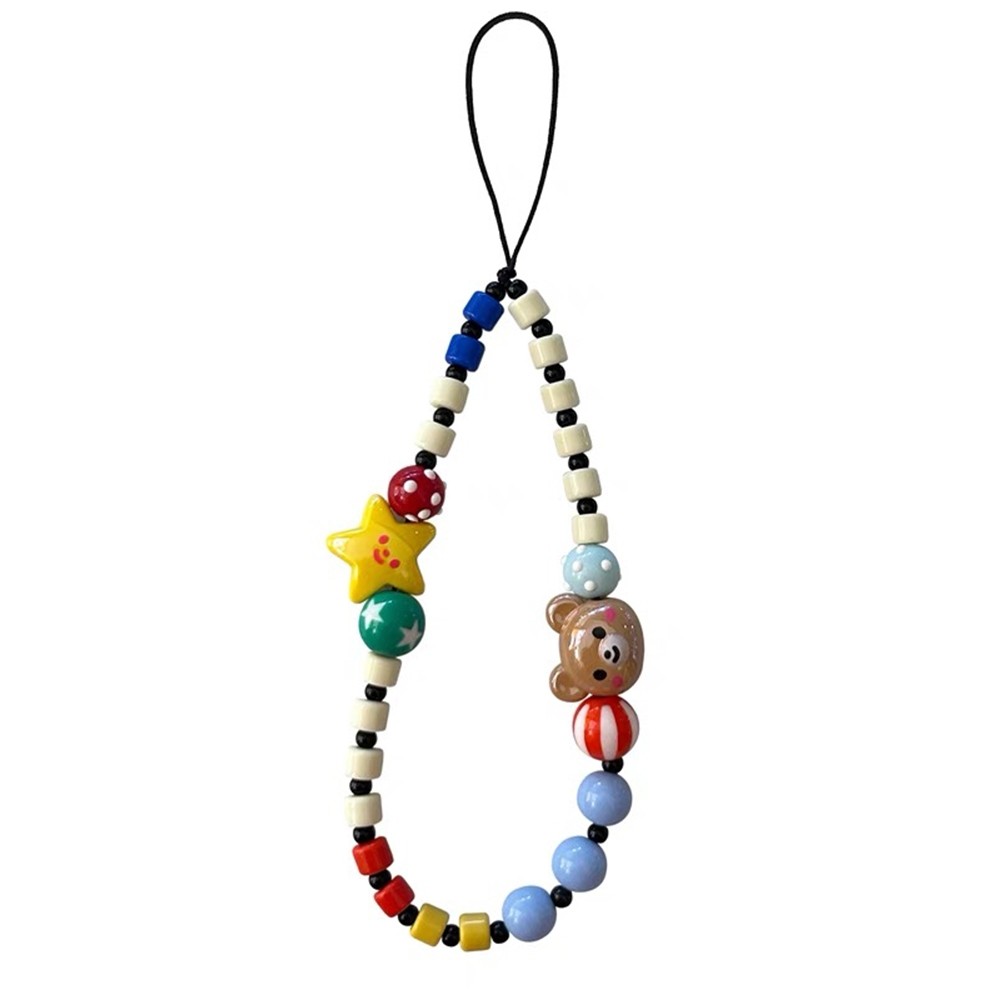 Hoa Màu Ngọc Trai Hồng Dây Điện Thoại Dây Treo Điện Thoại Cổ Tay Hạt Handmade Dây Ngắn Đa Năng