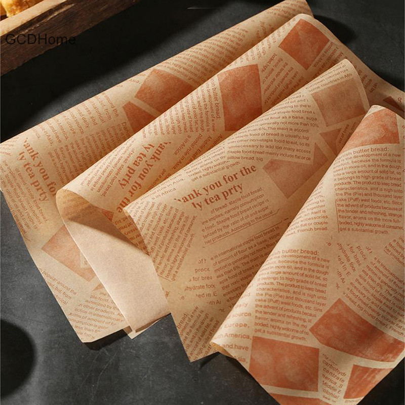 Gcdhome 50 / 100 Chiếc Giấy Chống Dầu Để Gói Bánh Sandwich Bao Bì Burger Bánh Mì Chiên Thực Phẩm Chiên Chiên Không Khí Nướng Đĩa Giấy Thảm Phụ Kiện HOT