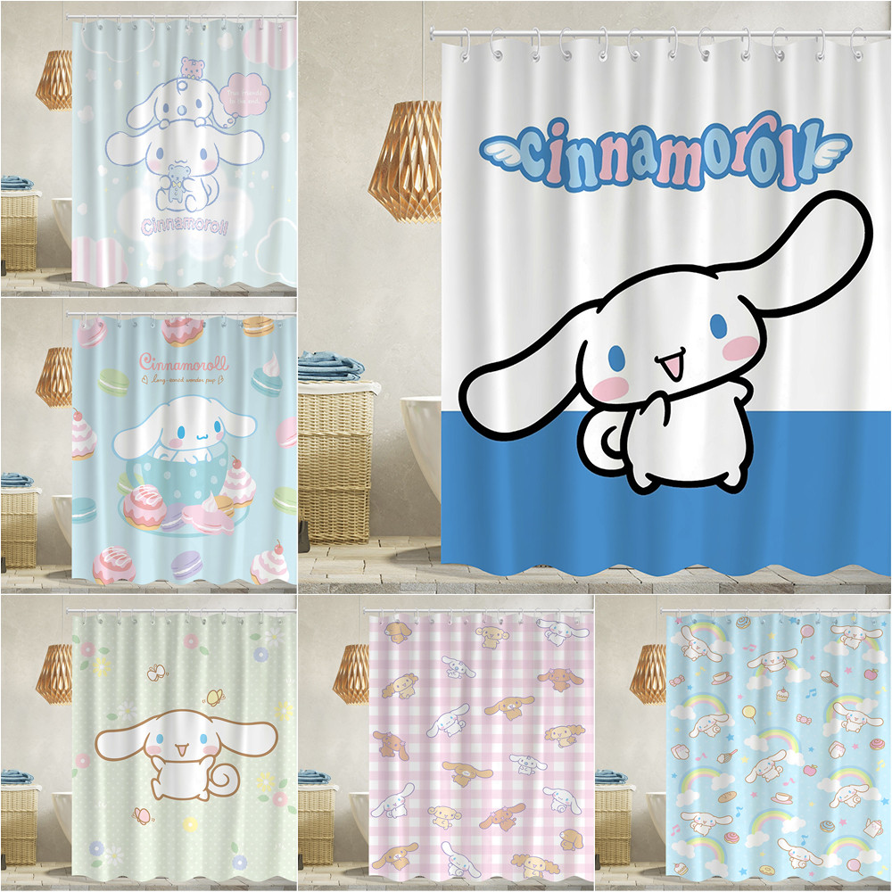 Sanrio Cinnamoroll Polyester Rèm tắm chống thấm nước Trang trí phòng tắm