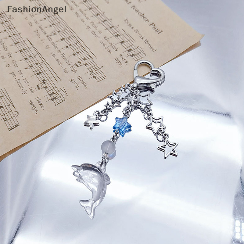 FashionAngel Năm Cánh Sao Biển Cá Heo Ngọc Trai Men Móc Khóa Đẹp Biển Bãi Biển Mặt Dây Để Làm Handmade Tự Làm Xe Dây Xích TH