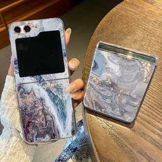 Họa Tiết Đá Cẩm Thạch Trong Suốt Vỏ Điện Thoại Cho Samsung Galaxy Z Flip 6 Flip 5 Flip 4 Flip 3 5G Cứng PC Gấp Dành Cho Samsung Z Flip6 Flip5 Flip4 Flip3
