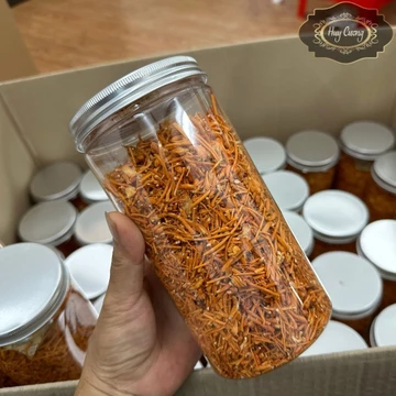 Đông trùng hạ thảo sấy khô thăng hoa (sợi vụn) lọ 50g Huy Cương. Trà đông trùng hạ thảo ngâm rượu, ngâm mật ong, pha trà