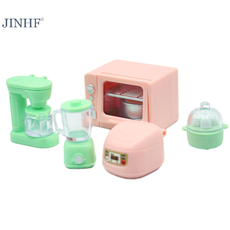 JINHF 1 Bộ 1: 12 Nhà Búp Bê Bếp Cơm Thu Nhỏ Lò Vi Sóng Máy Trái Cây Trứng Hấp Đồ Dùng Nhà Bếp Mô Hình Trang Trí Nhà Búp Bê Phụ Kiện HOT