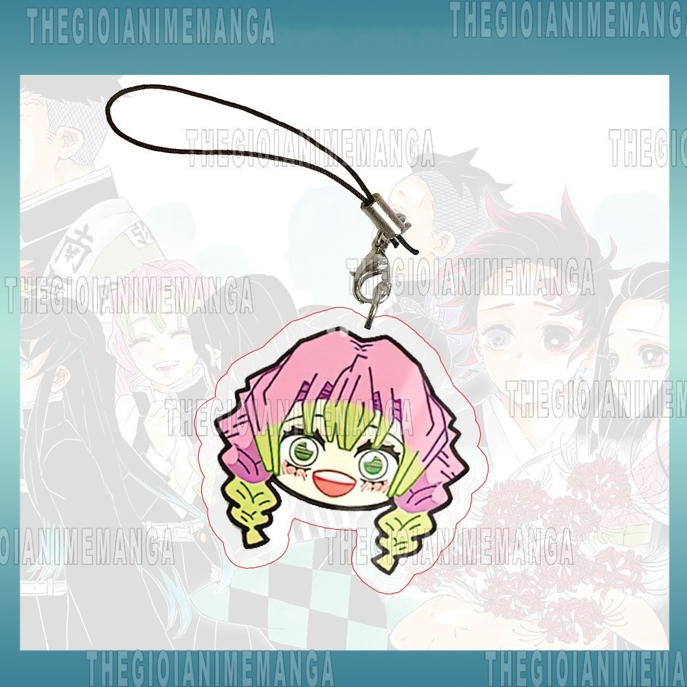 Móc dây treo điện thoại KIMETSU NO YAIBA ver mặt cười in hình Thanh Gươm Diệt Quỷ chibi mica acrylic móc khóa anime