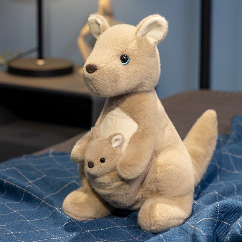 Đồ chơi sang trọng Kangaroo thực tế Sáng tạo Mẹ dễ thương Con búp bê Kangaroo Trang trí máy tính để bàn Gối phòng ngủ Trang trí giường Đồ chơi trẻ em Mềm mại và thoải mái Quà tặng sinh nhật Quà tặng Giáng sinh