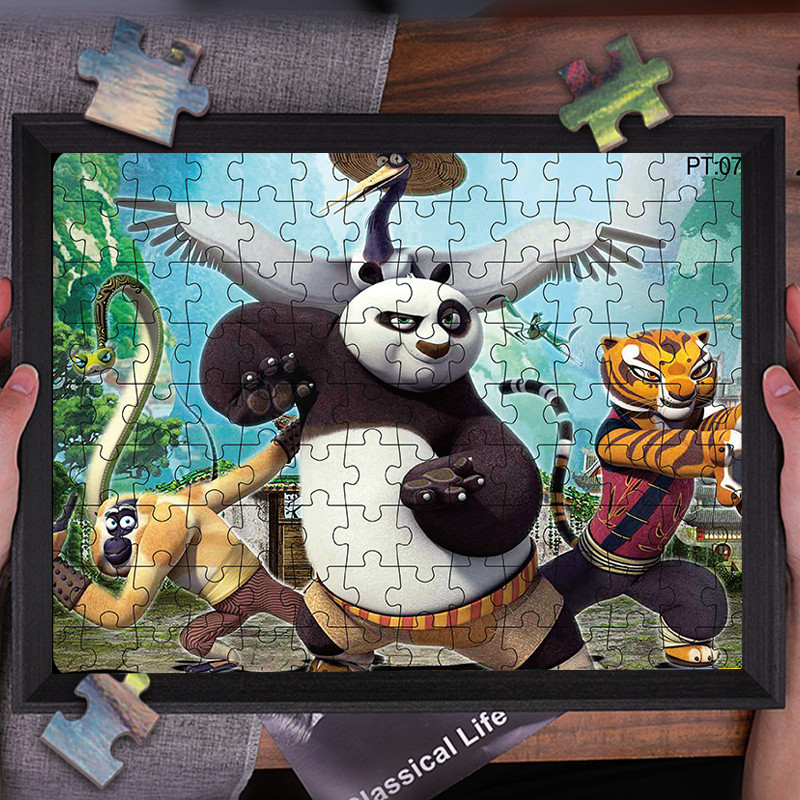 Ảnh Kung Fu Panda và các câu đố loạt nhân vật Anime khác, 126 chiếc Giấy dày, Đồ trang trí đồ chơi giáo dục sớm 3-5 tuổi, Quà tặng sinh nhật Giáng sinh 1