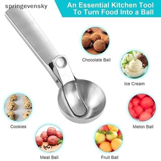 Springevensky Muỗng Inox Kép Đa Năng Dùng Trái Cây Dưa Hấu, Dụng Cụ Ăn Kem Gia Đình
