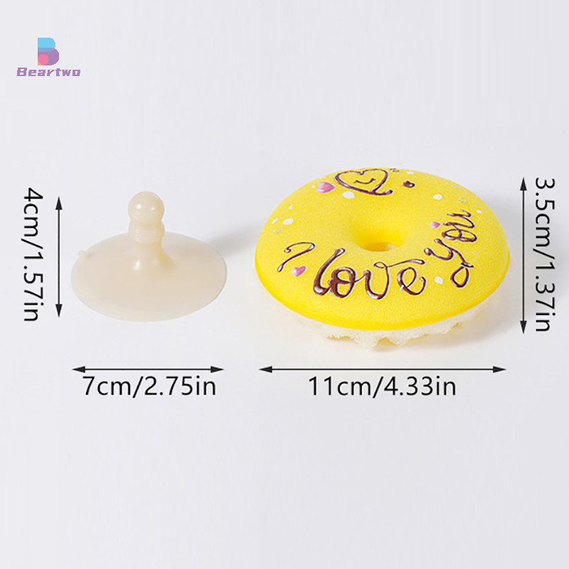 < Beartwo > Miếng bọt biển bát đĩa có cốc hút Bộ bọt biển bánh rán chống trầy xước có cốc hút Bàn chải rửa chén thoát nước nhanh cho nhà bếp đẹp