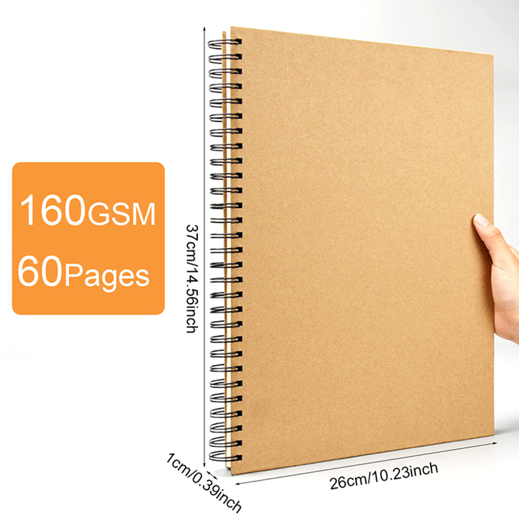 Sổ phác thảo, Sổ vẽ tranh màu nước 30 trang A3, A4, A5 gáy lò xo, bìa cứng, giấy mịn tự nhiên