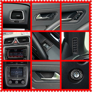 Dành Cho Xe Volkswagen Scirocco 2009-2016 Real Sợi Carbon Gear Dịch Chuyển Công Tắc Chiếu Sáng Bảng Điều Khiển Bên Trung Tâm Cửa Thoát Khí Miếng Dán