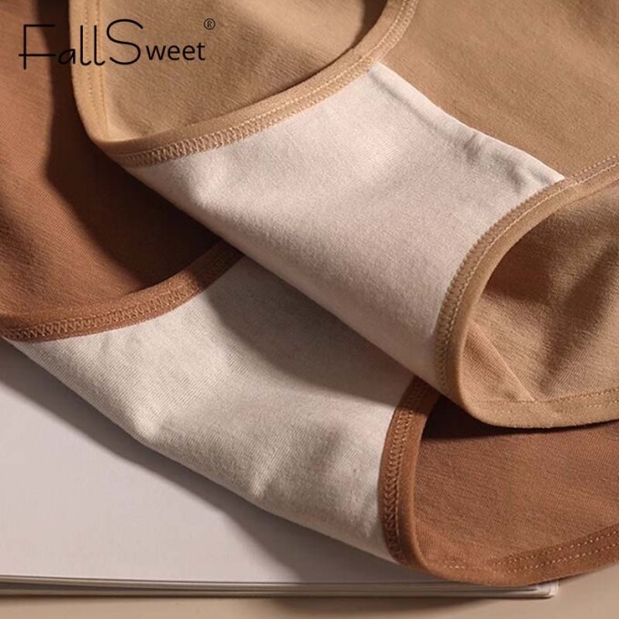 Fallsweet 3/6 Cái Nữ Plus Kích Thước Quần Lót Cotton Nguyên Chất Eo Cao Mềm Quần Đùi Thoáng Khí Thân Thiết Underware M-2XL