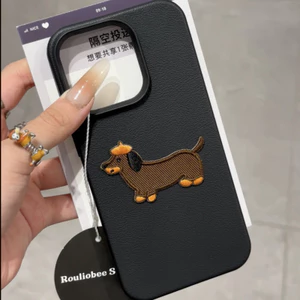 Ốp điện thoại da thêu sang trọng Dachshund cho iPhone16Pro MAX 15 14 13 12 11 Pro MAX IXS MAX XR XS Bảo vệ camera chống sốc Ốp lưng mềm