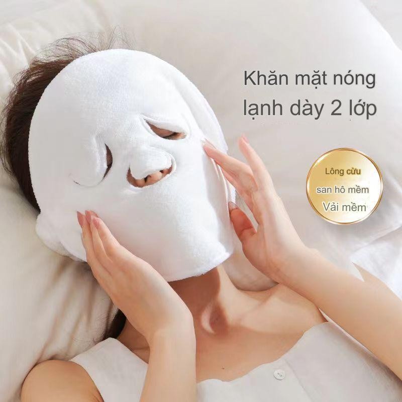 Khăn nén nóng / lạnh dày 2 lớp Khăn Cotton nguyên chất Mặt nạ SPA Mặt nạ nén nóng Mặt nạ làm đẹp dưỡng ẩm Trẻ hóa làm đẹp Làm đẹp có thể tái sử dụng