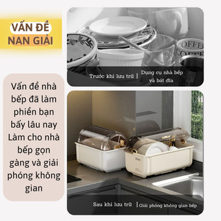 Tủ Nhựa Đựng Chén Bát Có Nắp Đậy Kín Myd.23 Tủ Bếp Chống Côn Trùng Bụi Có Khay Thoát Nước Chống Ẩm An Toàn Cho Sức Khỏe