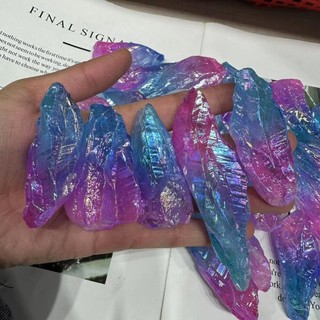 Đá thô pha lê tự nhiên răng dài mạ điện xanh hồng tím nhiều màu mẫu khoáng vật hương liệu đồ trang trí