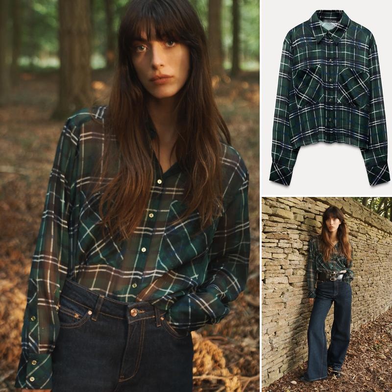 Áo sơ mi ca rô ren kim loại phong cách mới của Zara mùa thu9385248 ...