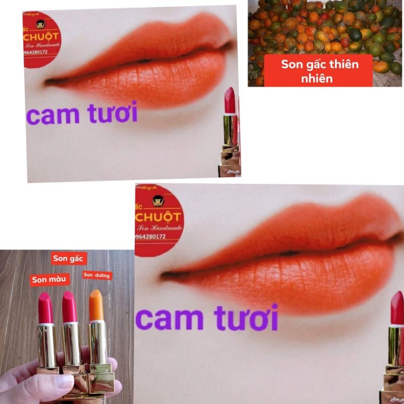 son gấc thiên nhiên và son kem nhung lì mua 2 tặng 1 son kem dưỡng môi màu nhẹ