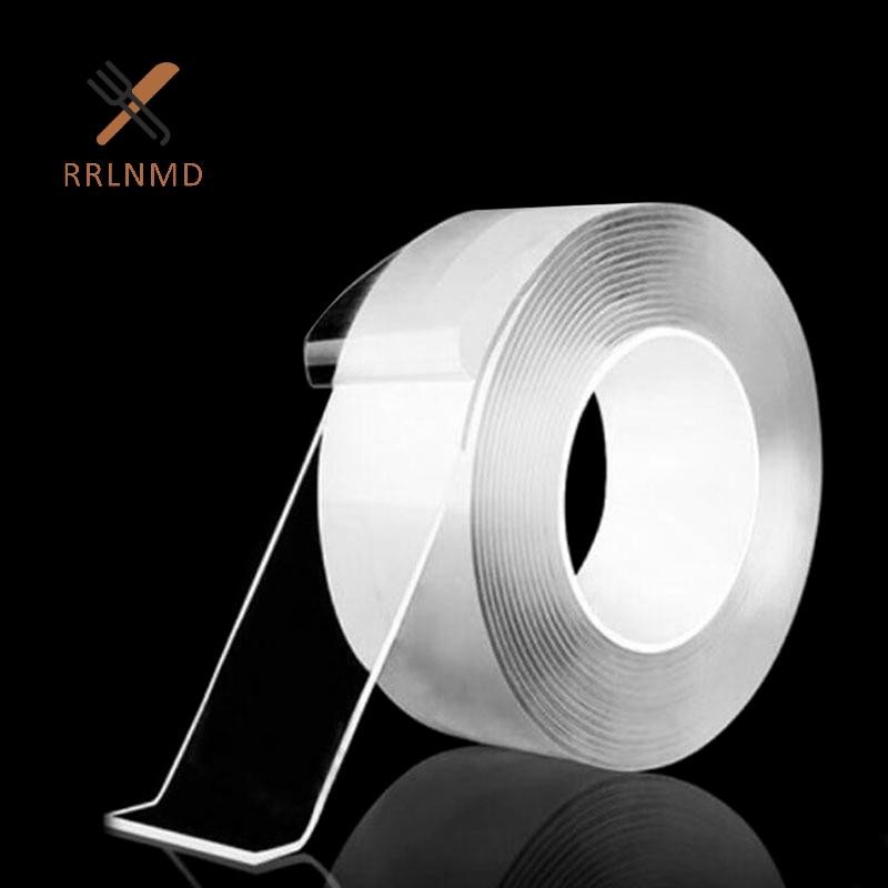 Rrlnmd 1 / 2 / 3 / 5M Nano Băng keo hai mặt trong suốt có thể tái sử dụng Băng dính chống nước MỚI