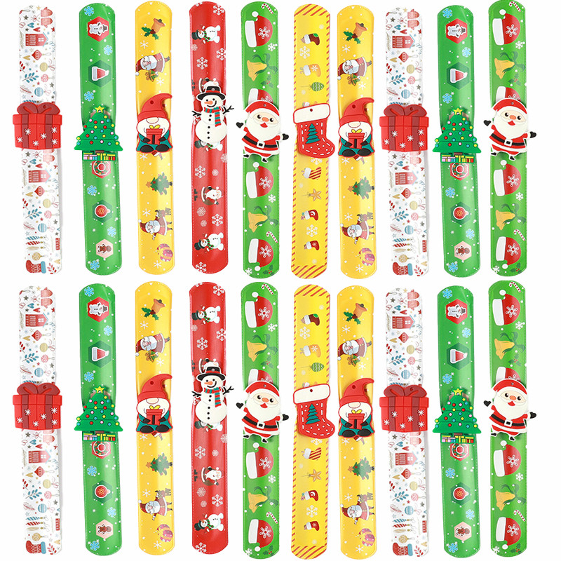 3d Cây Giáng Sinh Hoạt Hình Ông Già Noel Trẻ Em Happy Dây Đeo Tay Đồ Chơi Dự Tiệc Slap Vòng Tay